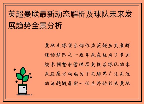 英超曼联最新动态解析及球队未来发展趋势全景分析